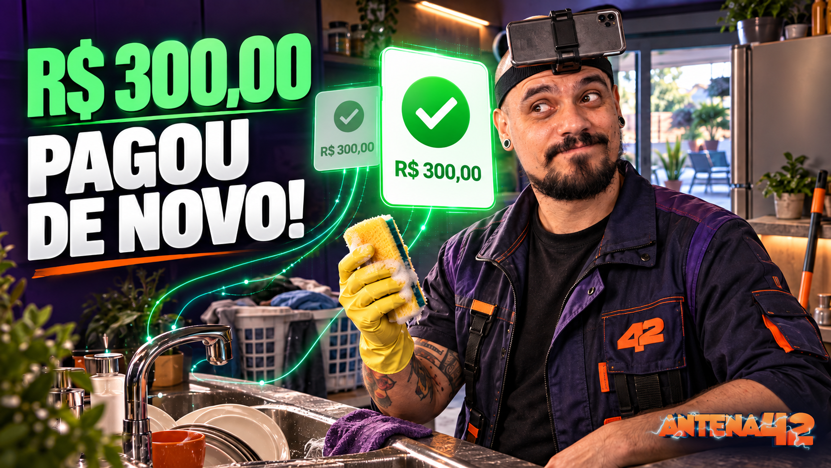 Antena 42 mostrando que recebeu novamente R$ 300,00 da Hub
